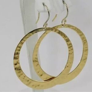Macys Gold Plated Hammered Hoop Earrings NWOT